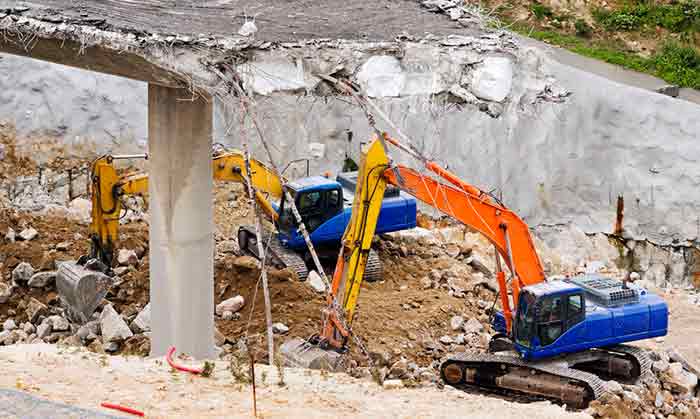 Heavy equipment used to remove debris.