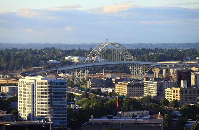 Fremont Bridge, Portland Oregon. An example of a tied-arch bridge.