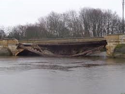 Bridge damage after a flood.