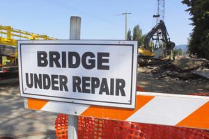 Bridge construction sign.