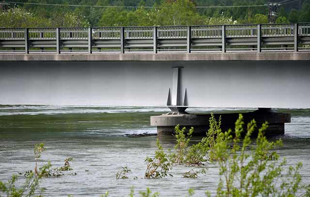 Bridge in flood water