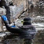 Bridge inspection underwater diver.