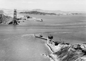Early construction of Golden Gate Bridge