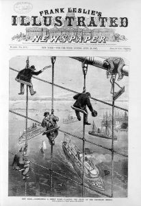 Construction workers on the Brooklyn Bridge
