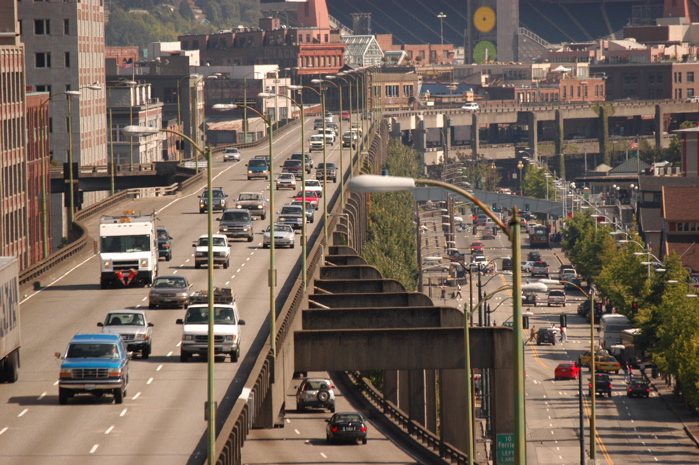 Alaskan Way Viaduct, Seattle which uses seismic retrofitting techniques.