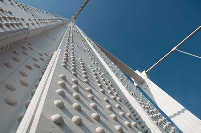 Closeup of steel bridge construction