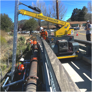 under bridge work platform in use